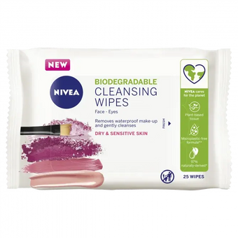 compare product NIVEA Gentle Makeup Removing Wipes – Dry Skin 25 wipes