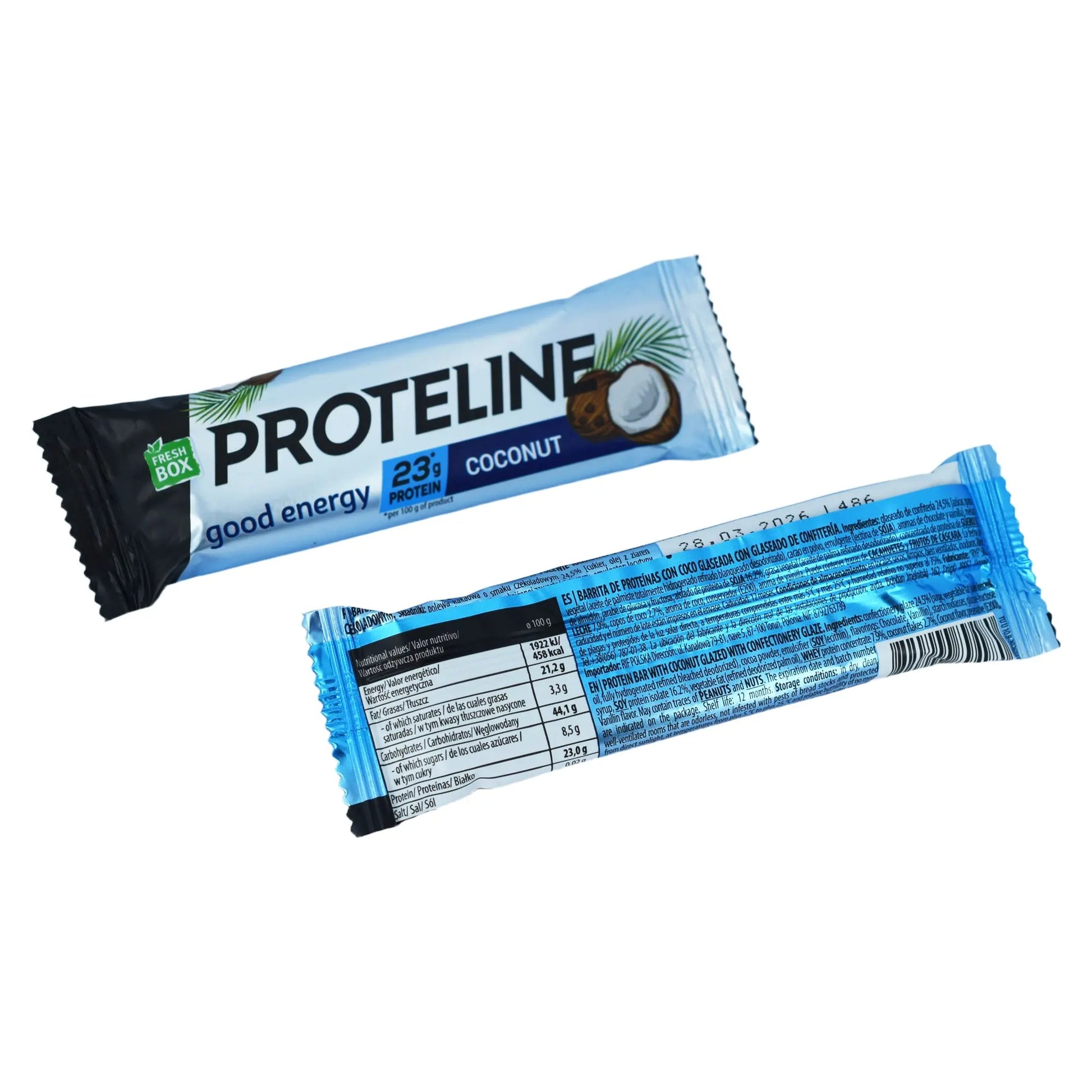 PROTELINE - Protein bar with coconut glazed with confectionery glaze (40g) PROTELINE