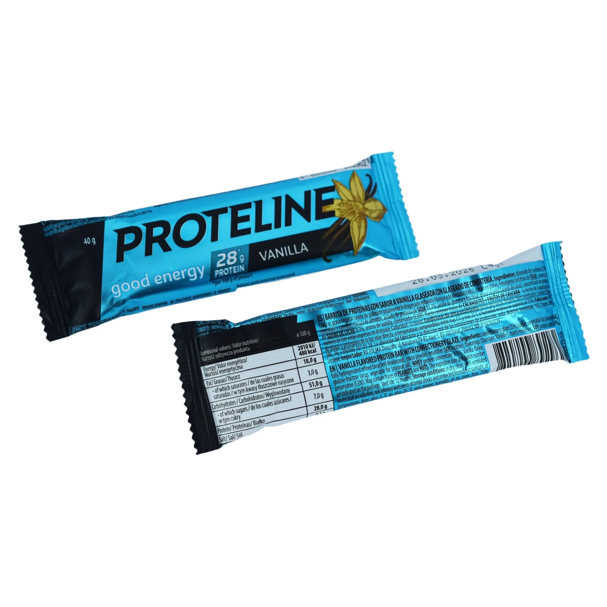 PROTELINE - Vanilla flavored protein bar with confectionery glaze (40g) PROTELINE