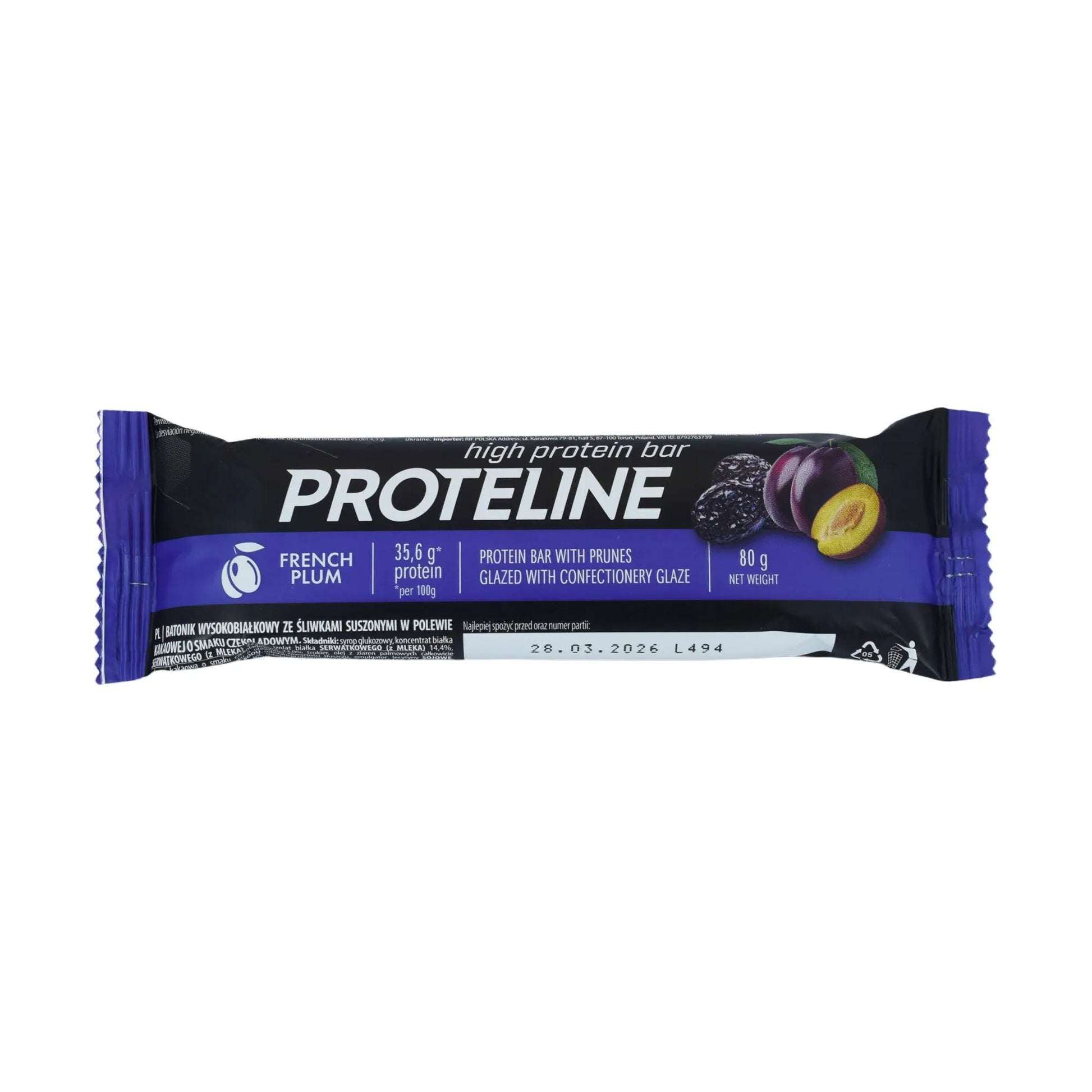 Protein bar with prunes glazed with confectionery glaze (80g) Protein bar