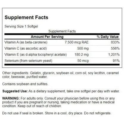Swanson Aces - Vitamins A, C, E and Selenium 60 softgels SWANSON